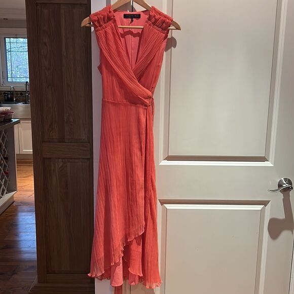 🎀 Revolve x house of Harlow 1960 wrap mesh midi dress coral - Picture 4 of 11
